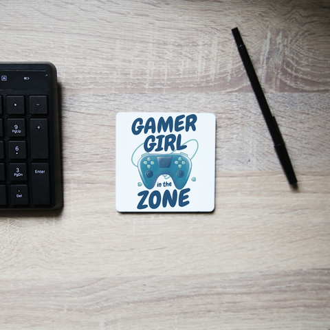 Joystick gamer girl coaster drink mat Set of 2