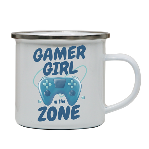 Joystick gamer girl enamel camping mug White