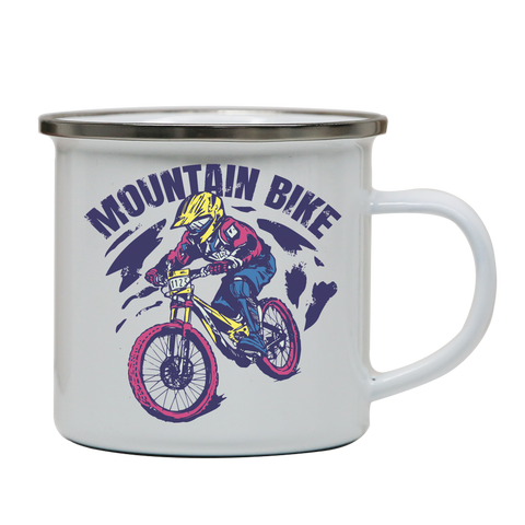 Mountain bike enamel camping mug White