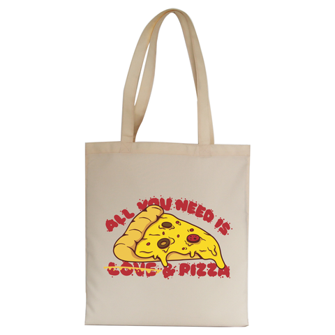 Pizza slice love tote bag canvas shopping Natural