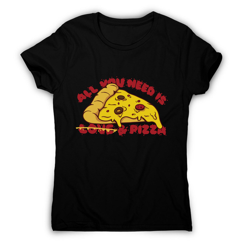 Pizza slice love women's t-shirt Black