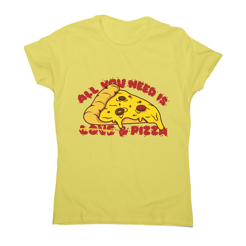 Pizza slice love women's t-shirt Yellow
