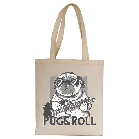Pug and roll tote bag canvas shopping Natural