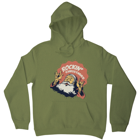 Rockin Christmas hoodie Olive Green
