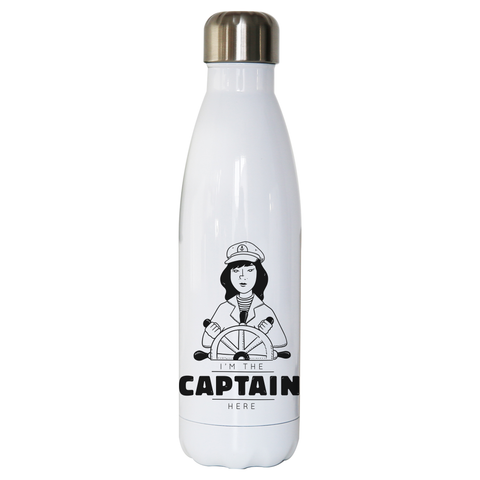 Ship captain water bottle stainless steel reusable White