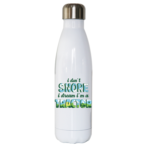 Snoring funny quote water bottle stainless steel reusable White