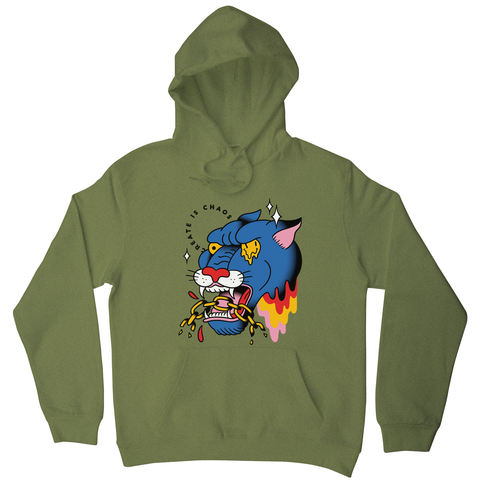 Trippy panther tattoo hoodie Olive Green