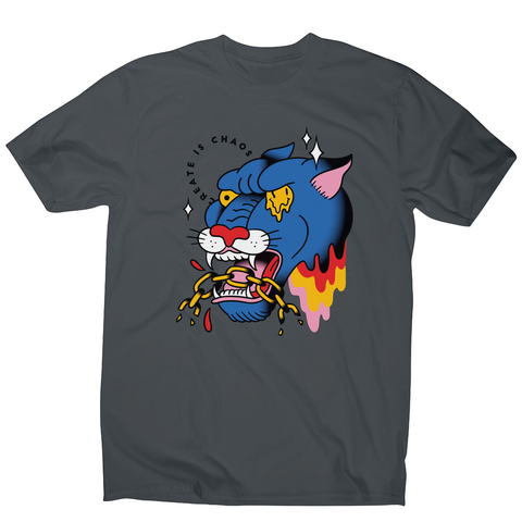 Trippy panther tattoo men's t-shirt Charcoal