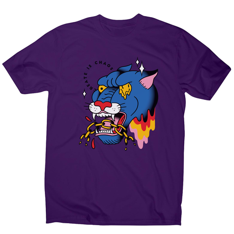 Trippy panther tattoo men's t-shirt Purple