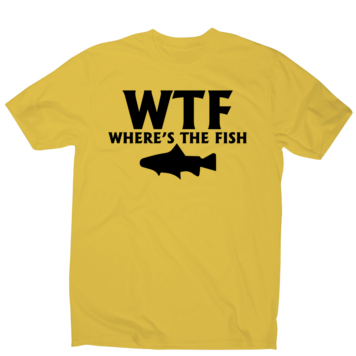 Funny fishing t-shirt mens  Wtf where's the fish slogan humour tee