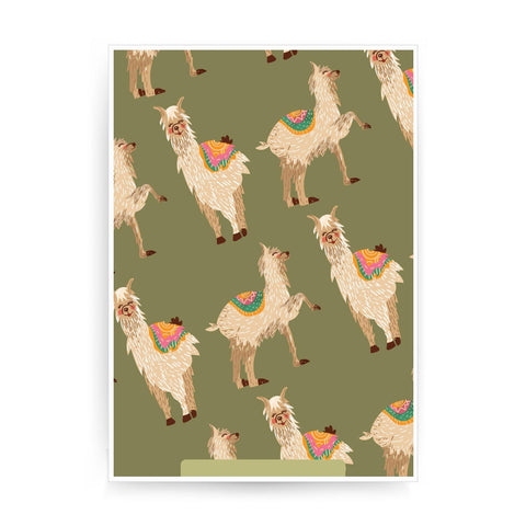 Alpaca pattern funny print print poster framed wall art decor - Graphic Gear