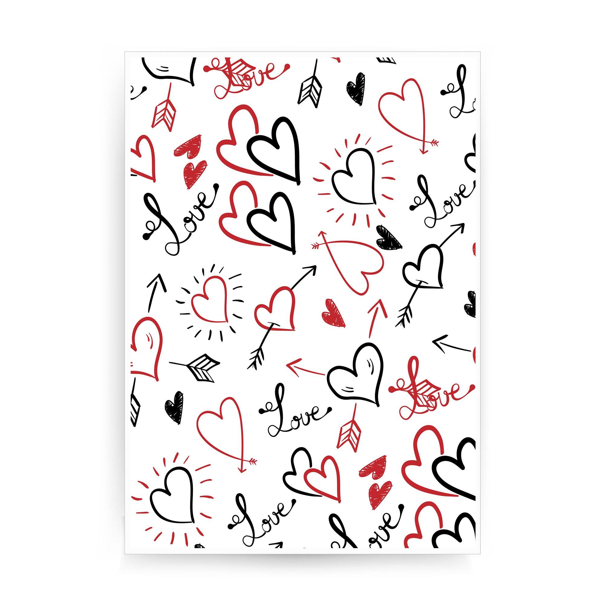 Hearts pattern design illustration print poster framed wall art decor ...