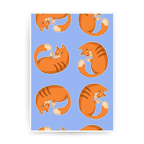 Orange cat pattern design funny illustration print poster framed wall art decor - Graphic Gear