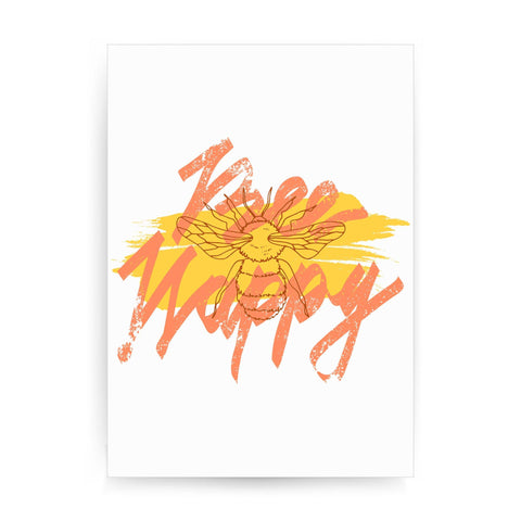 Bee happy illustration design print poster framed wall art decor - Graphic Gear