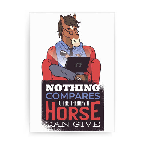 Horse therapy funny print poster framed wall art decor - Graphic Gear