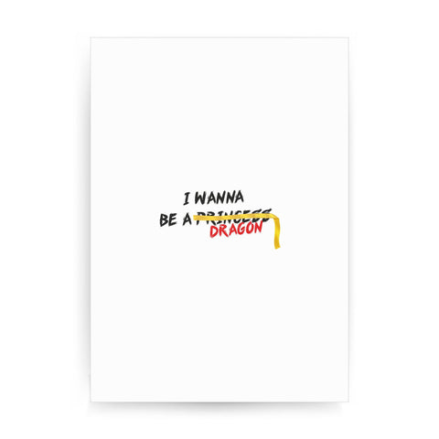 I want to be a dragon illustration design print poster framed wall art decor - Graphic Gear