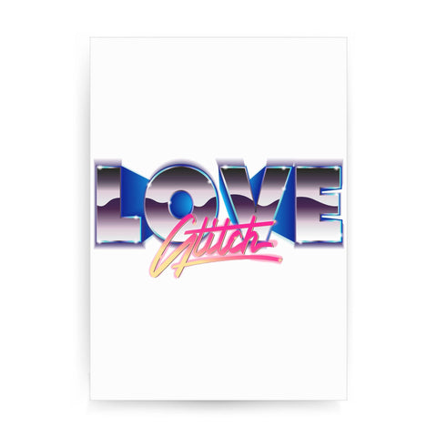 Love glitch retro illustration print poster framed wall art decor - Graphic Gear
