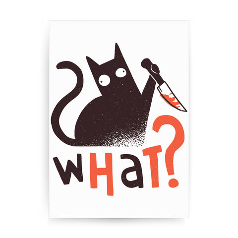 Murder cat funny Print Poster Framed Wall Art Decor - Graphic Gear