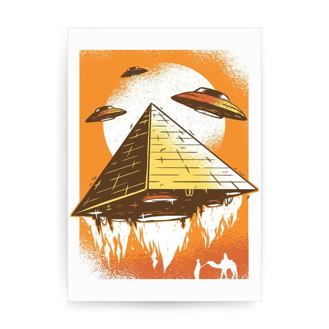 Pyramid ufo funny print poster framed wall art decor - Graphic Gear