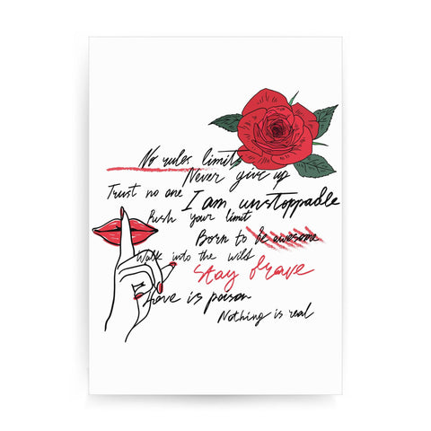 Stay brave writing design print poster framed wall art decor - Graphic Gear