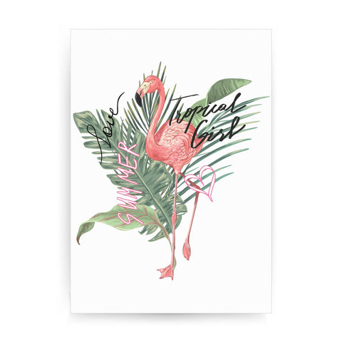 Tropical girl flamingo design print poster framed wall art decor - Graphic Gear