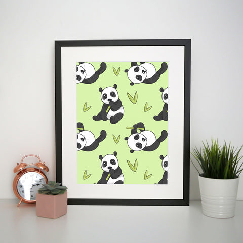 Cute panda bear pattern design funny illustration print poster framed wall art decor - Graphic Gear