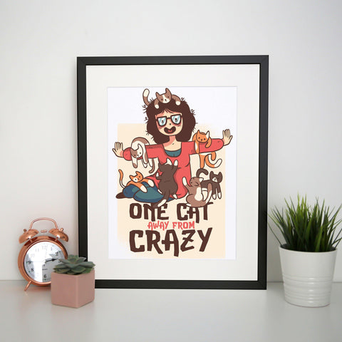 Crazy cat lady funny print poster framed wall art decor - Graphic Gear