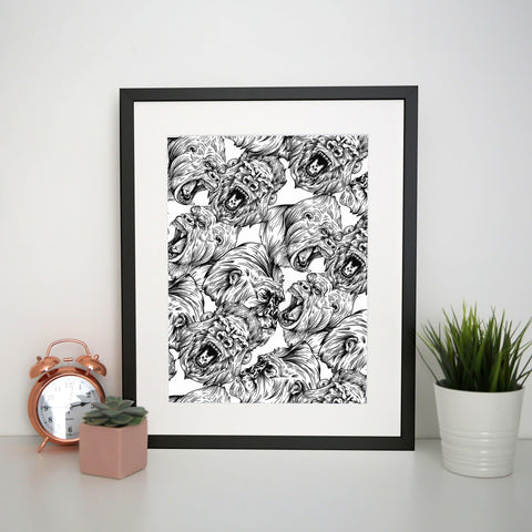 Angry gorillas pattern design print poster framed wall art decor - Graphic Gear