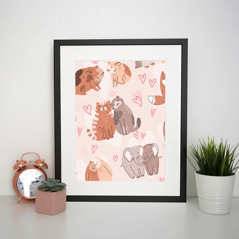 Animal couples pattern design print poster framed wall art decor - Graphic Gear