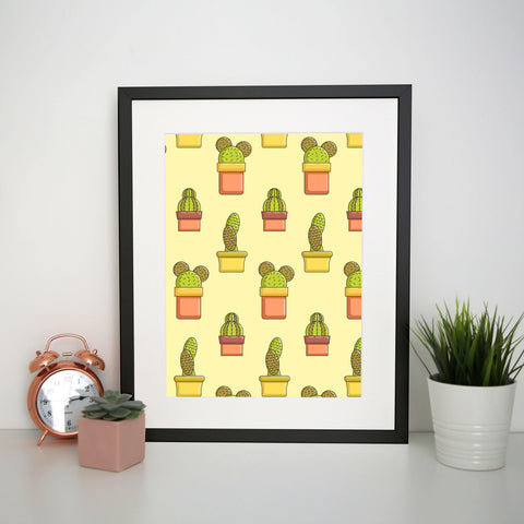Cactus pattern funny illustration print poster framed wall art decor - Graphic Gear