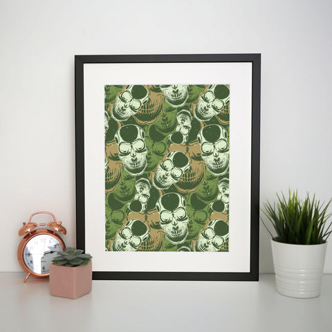 Camouflage skull pattern design print poster framed wall art decor - Graphic Gear