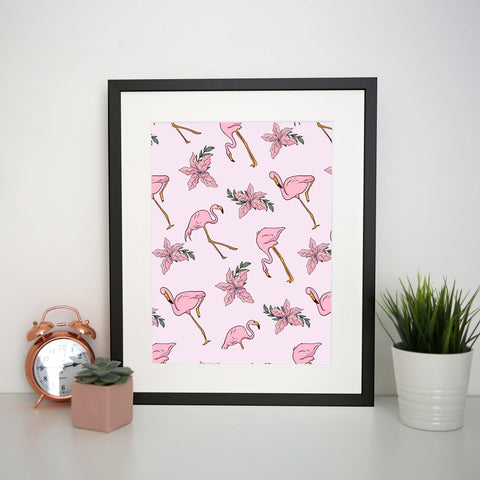 Flamingo illustration pattern design funny print poster framed wall art decor - Graphic Gear