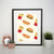 Hot dogs hamburgers fries pattern design funny print poster framed wall art decor - Graphic Gear