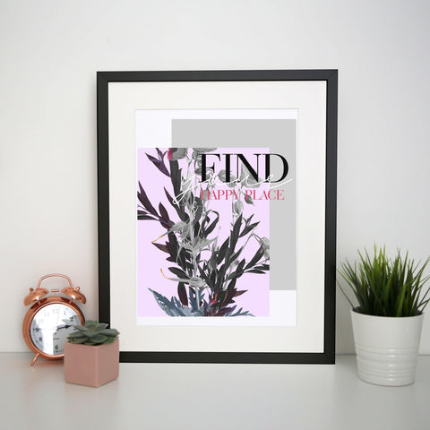 Find your happy illustration print poster framed wall art decor - Graphic Gear