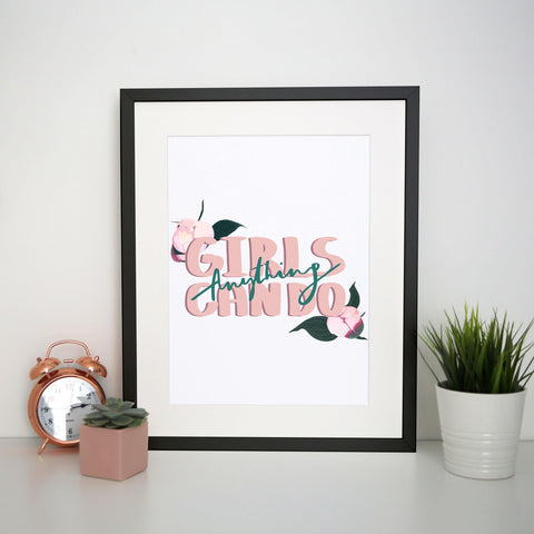 Girls can do inspirational illustration design print poster framed wall art decor - Graphic Gear