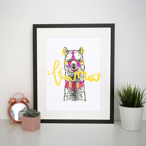 Graphic llama illustration design print poster framed wall art decor - Graphic Gear