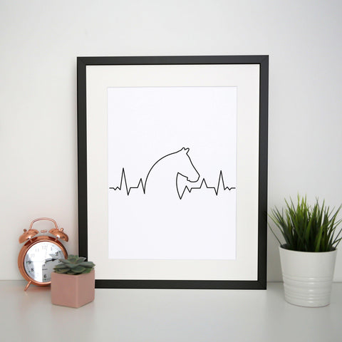 Horse heartbeat print poster framed wall art decor - Graphic Gear