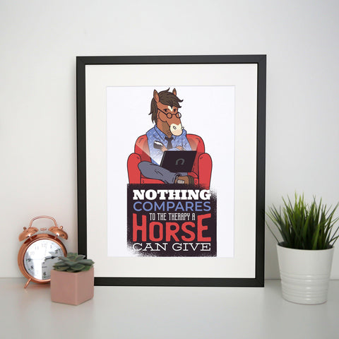 Horse therapy funny print poster framed wall art decor - Graphic Gear