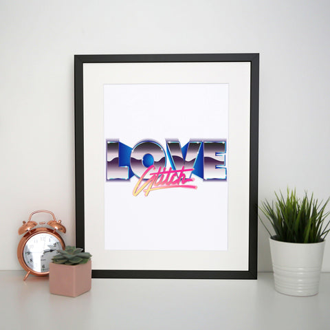 Love glitch retro illustration print poster framed wall art decor - Graphic Gear