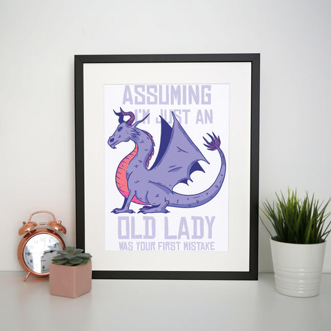 Old lady funny mum print poster framed wall art decor - Graphic Gear