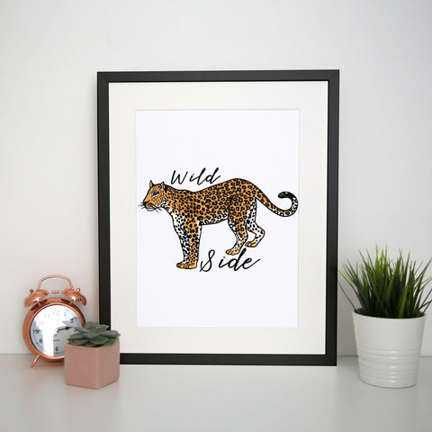 Wildside leopard print illustration graphic design print poster framed wall art decor - Graphic Gear