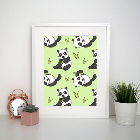Cute panda bear pattern design funny illustration print poster framed wall art decor - Graphic Gear