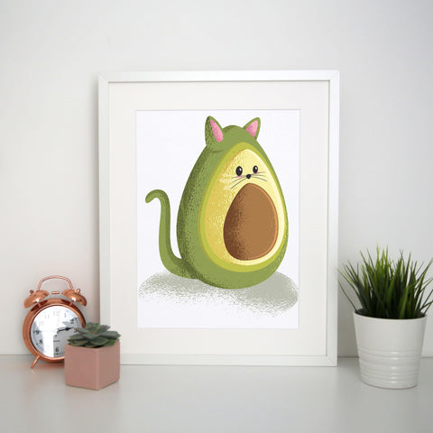 Avocado cat funny print poster framed wall art decor - Graphic Gear