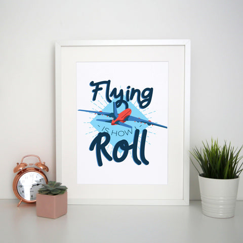 Flying airplane funny print poster framed wall art decor - Graphic Gear