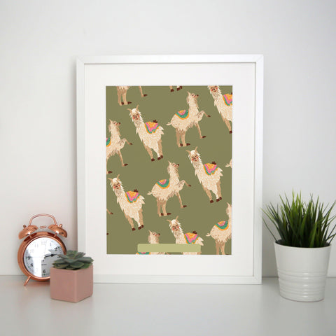 Alpaca pattern funny print print poster framed wall art decor - Graphic Gear