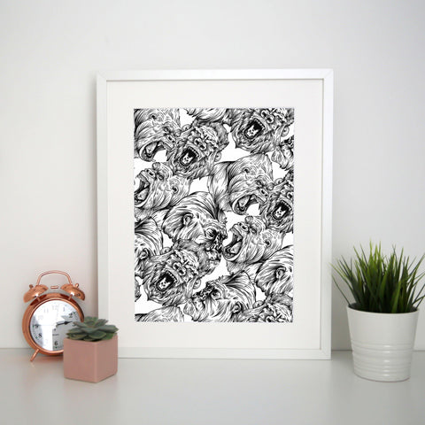 Angry gorillas pattern design print poster framed wall art decor - Graphic Gear