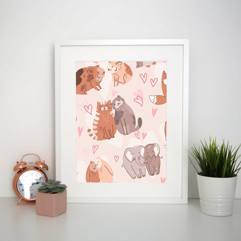 Animal couples pattern design print poster framed wall art decor - Graphic Gear