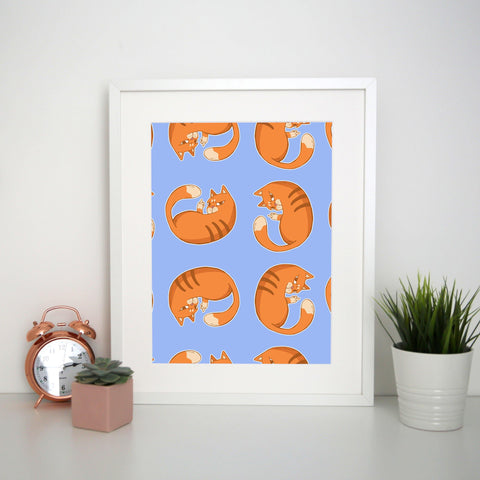 Orange cat pattern design funny illustration print poster framed wall art decor - Graphic Gear
