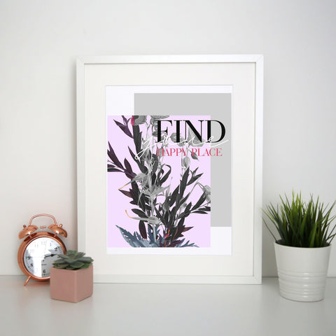 Find your happy illustration print poster framed wall art decor - Graphic Gear