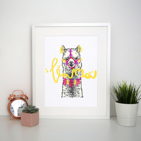 Graphic llama illustration design print poster framed wall art decor - Graphic Gear